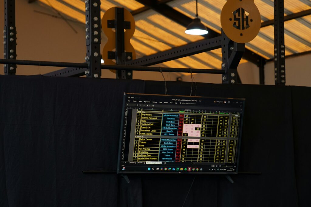 A computer monitor displaying data.